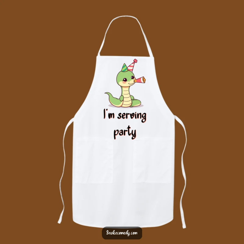 Funny Snake Party Apron: Chef Serpent Horn Blower, Kitchen Funny Gift