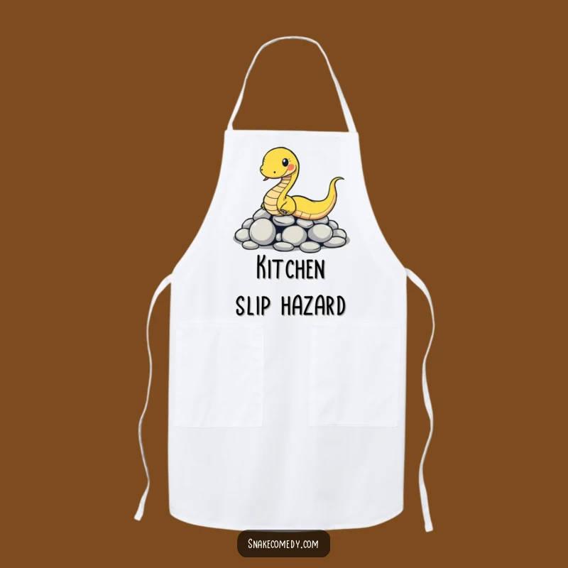 Funny Slipping Snake Apron: Comical Reptile Stone Slide Kitchenwear