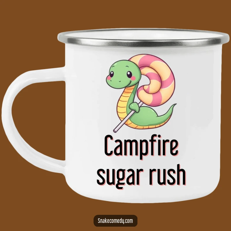 Funny Happy Snake Lollipop Camping Mug: Sweet Adventures and Hilarious Gift