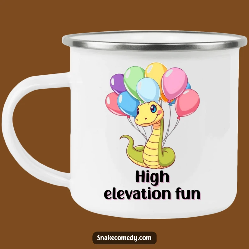 Funny Snake Balloon Tangled Camping Mug: Adventure Fuel with Whimsy