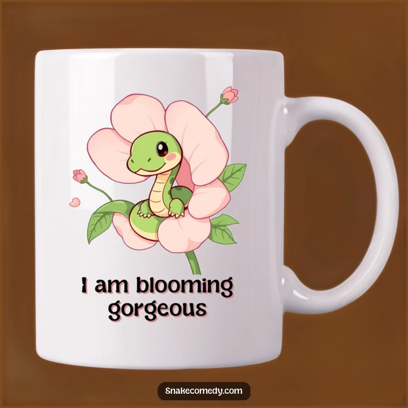 Funny Snake in Flower Mug - Adorable Peeking Serpent Coffee Cup, Perfect Gift