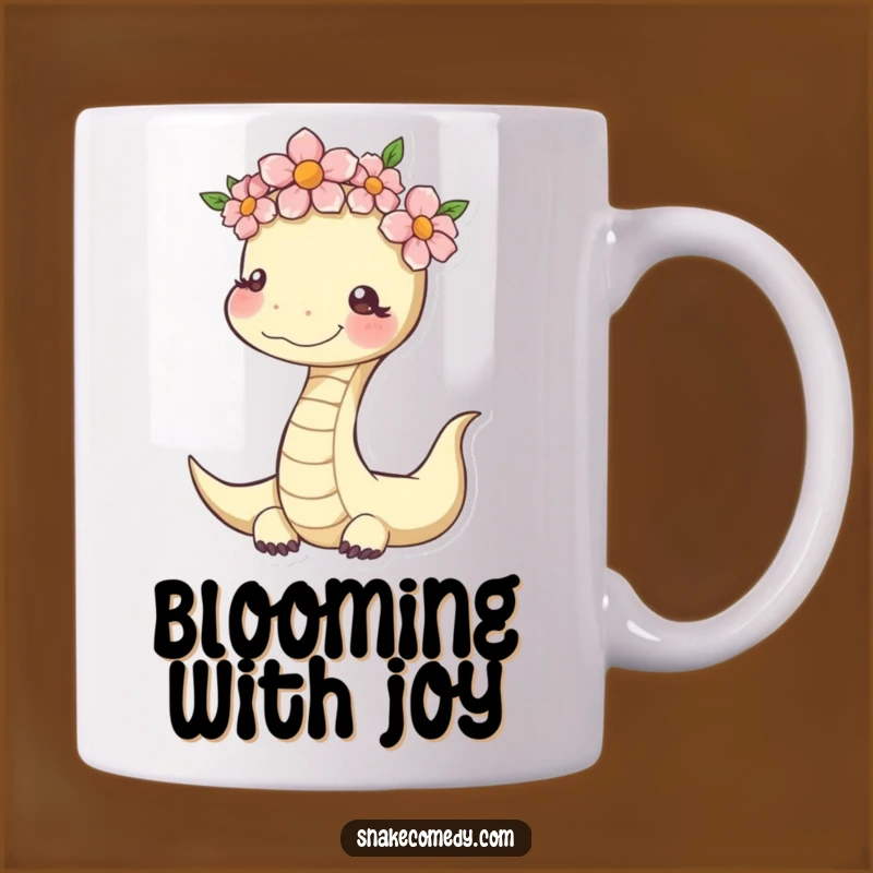 Serene Snake Mug: Funny Flower Crown Gift for Peaceful Souls