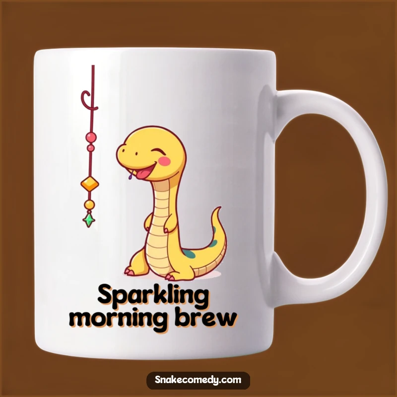 Funny Snake Charm Batting Mug: Playful Gift for Glitter Lovers