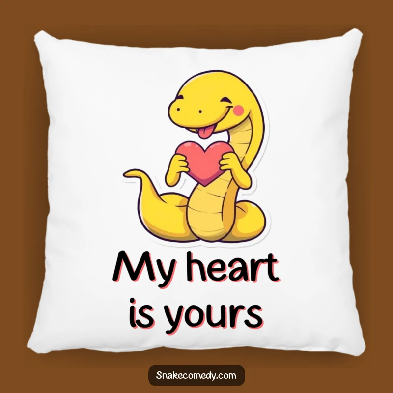Cuddly Snake Heart Pillow: Soft Comfort with a Funny Love Message