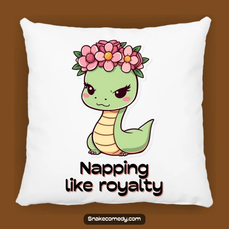 Cute Funny Snake Wink Pillow: Sss-weet Dreams with Flower Crown Charm