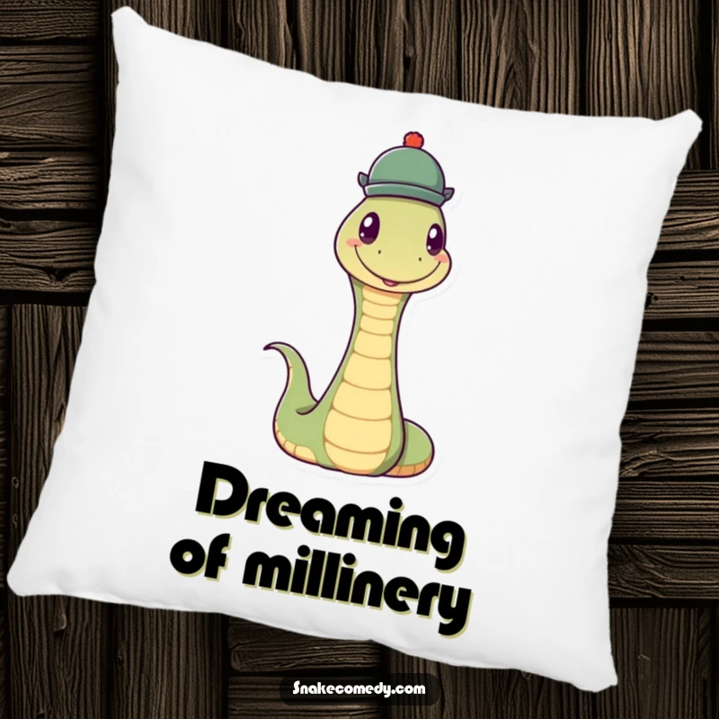 Funny Snake Hat Pillow: A soft pillow featuring a snake happily balancing a small, round hat, adding dapper decor.