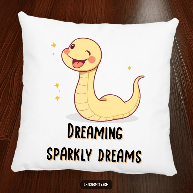 Funny sparkle snake pillow, featuring a cheerful snake character leaving a glittering trail, adds comfort and humor to any room.
