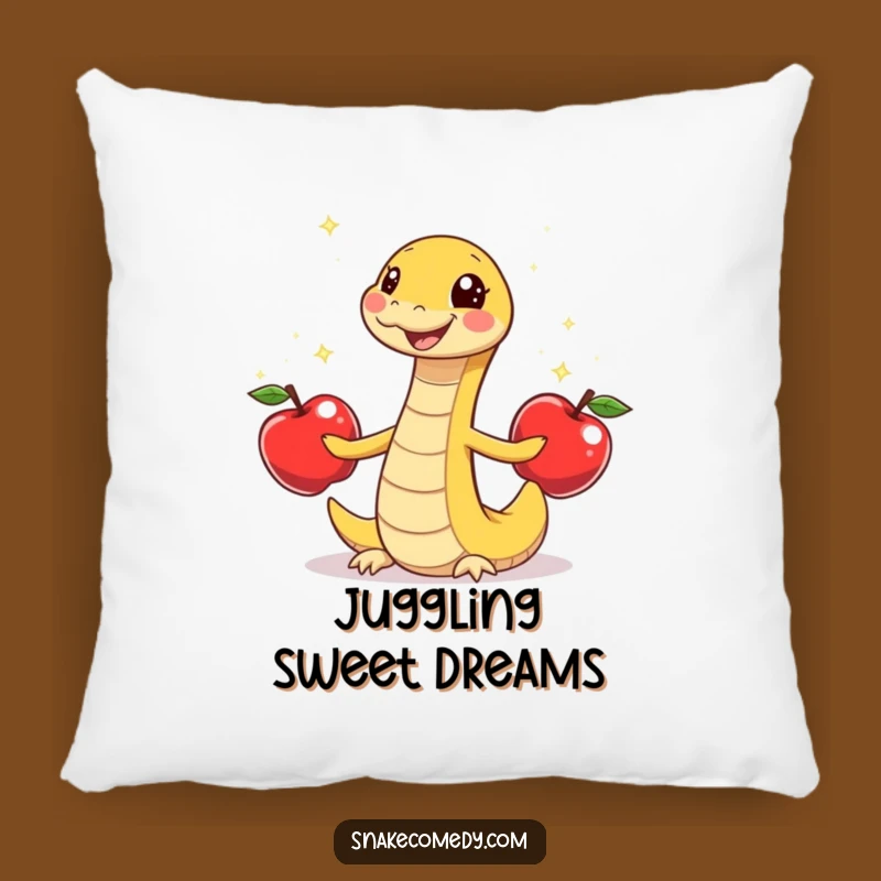 Funny Snake Juggling Apples Pillow - Soft Cartoon Comfort Gift