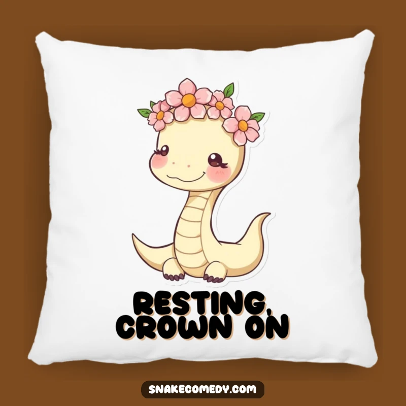 Serene Snake Pillow: Cozy & Funny Flower Crown Cushion