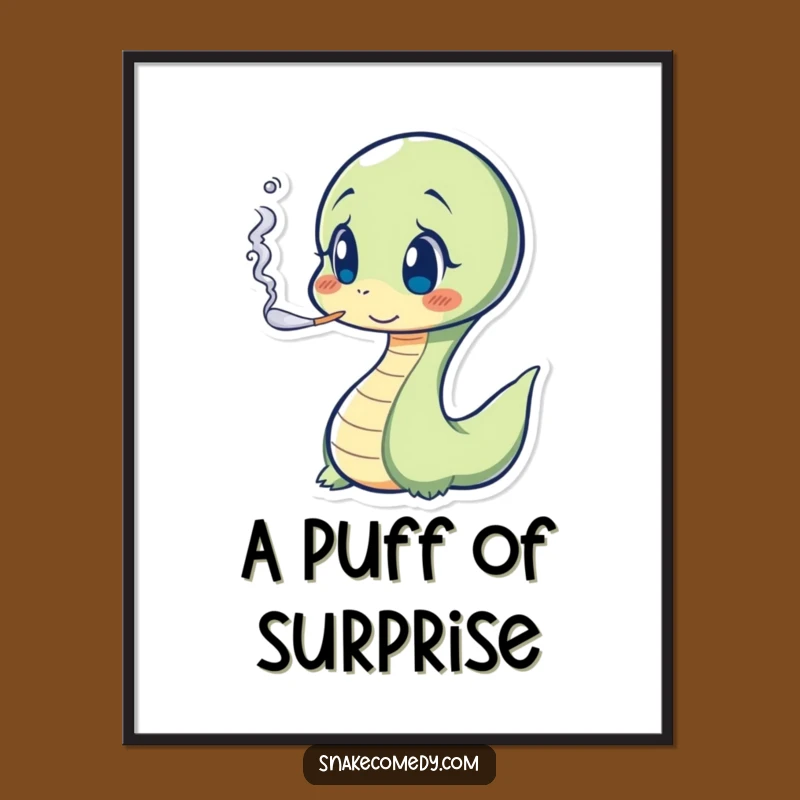 Funny Surprised Snake Digital Art: Instant Laughs with Smoke Puff Art