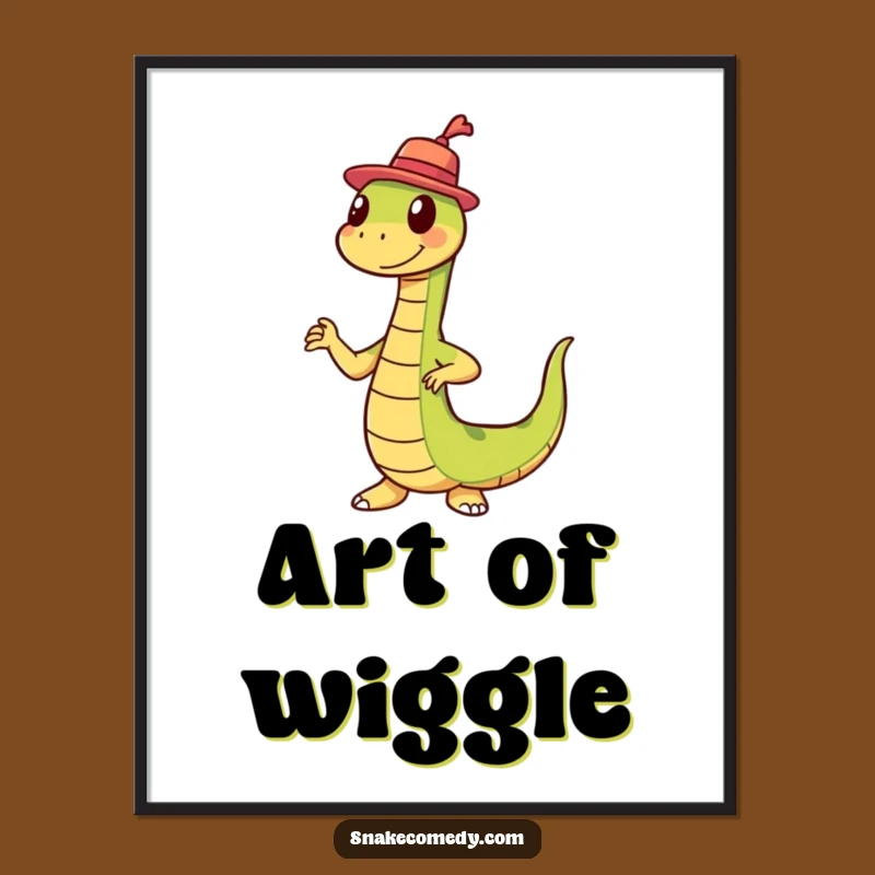 Funny Snake Tiny Hat Wiggle Dance Digital Art: Instant Joyful Decor