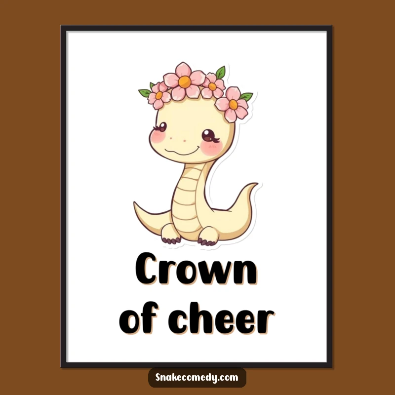 Serene Snake Digital Art: Instant Peace with Flower Crown Print