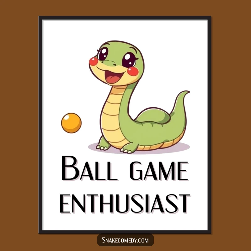 Funny Snake Ball Digital Print: Excited Wiggle Snake Chasing Toy, Energetic Wall Art Gift!