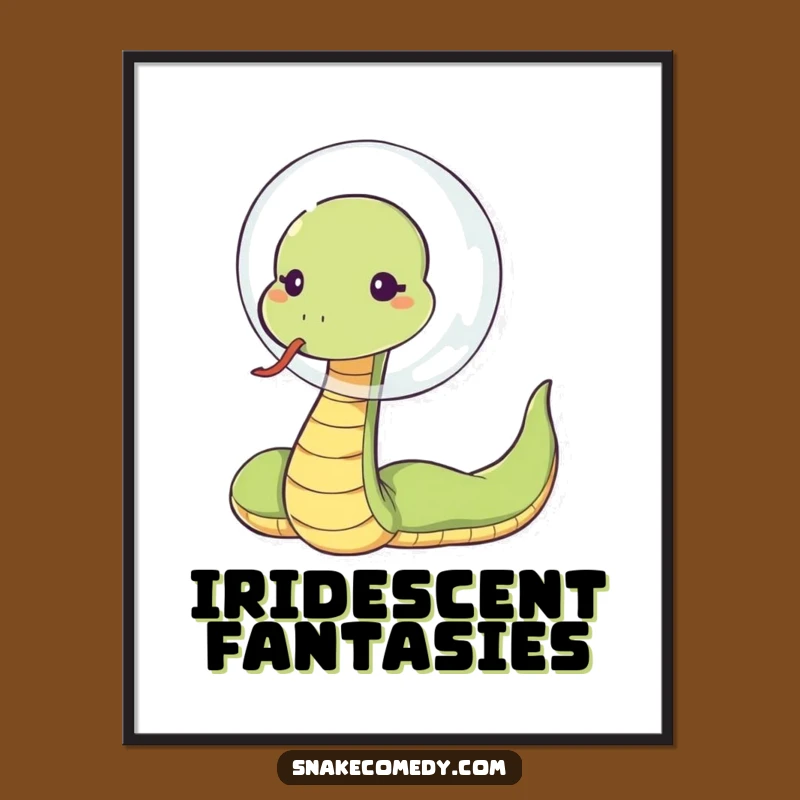 Funny Snake Bubble Blow Digital Art - Sassy Cartoon Print Gift