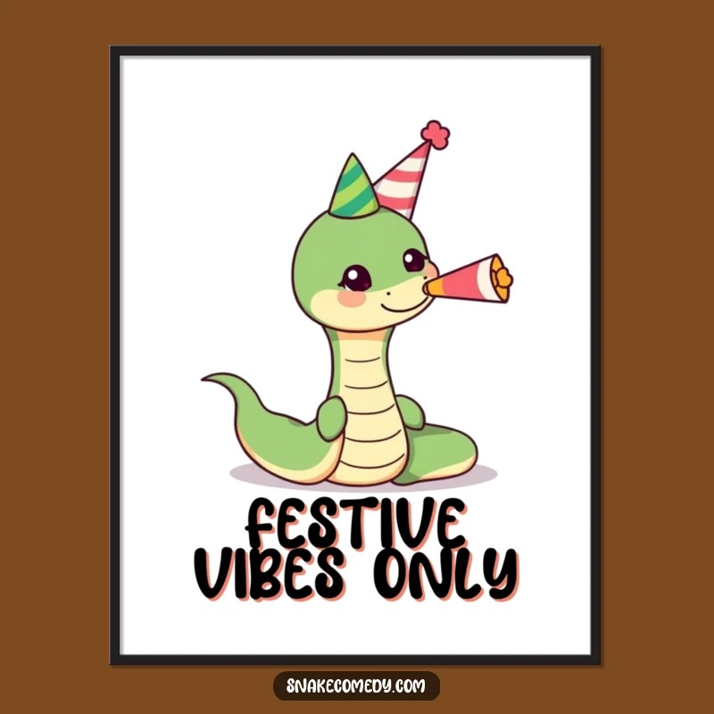 Funny Snake Party Digital Print: Instant Serpent Celebration Art, Unique Funny Gift