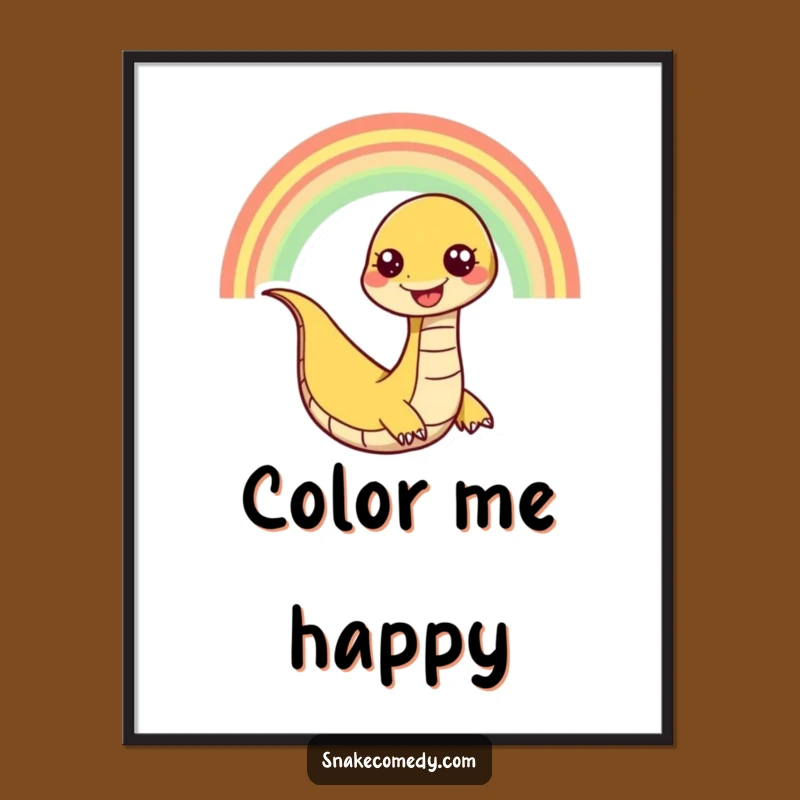 Funny Snake Rainbow Slither Digital Art: Instant Joyful Decor