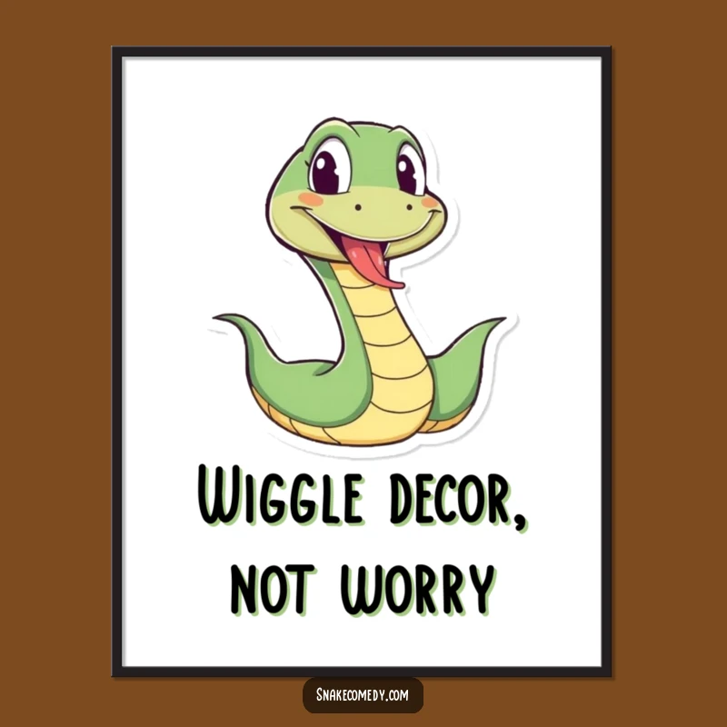 Funny Snake Wiggle Digital Art: Playful Reptile Tongue Out Print