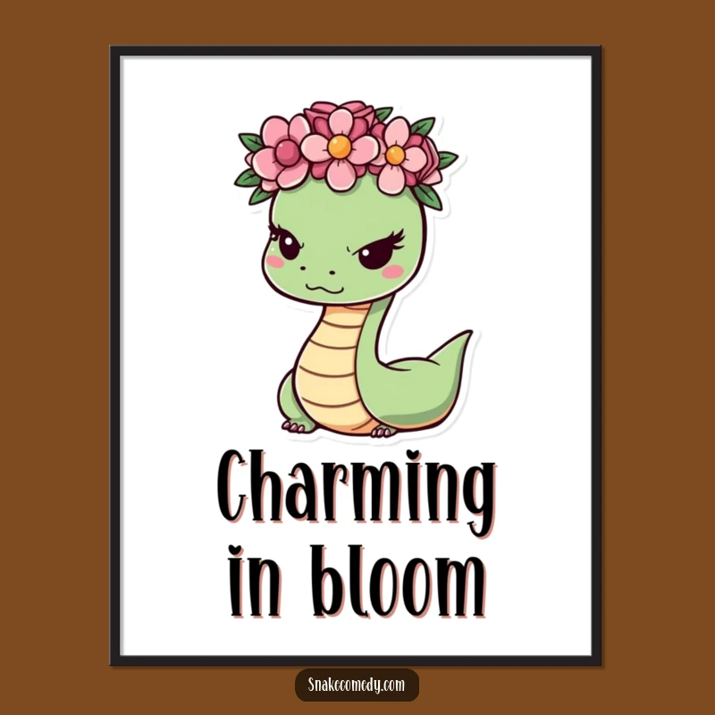 Funny Snake Wink Digital Art: Instant Sss-ly Flower Crown Wall Decor