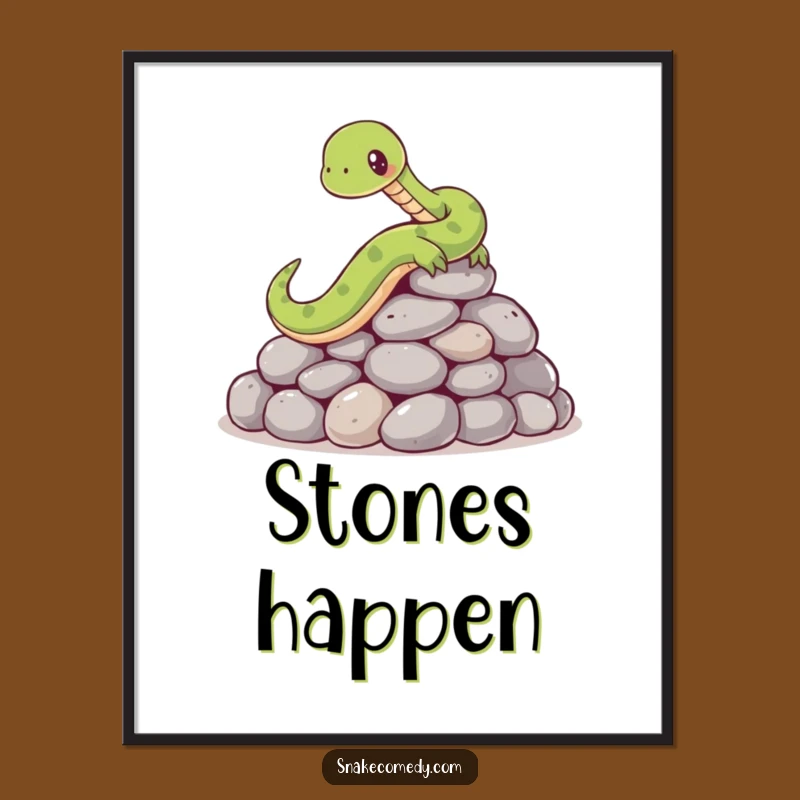 Funny Snake Digital Art: Comical Stone-Slipping Character for Instant Humorous Decor