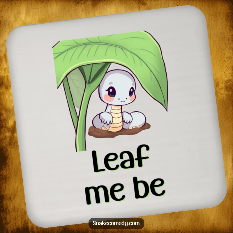 Funny Curious Snake Coasters: serpent peeking from a leaf, protecting surfaces with playful curiosity.