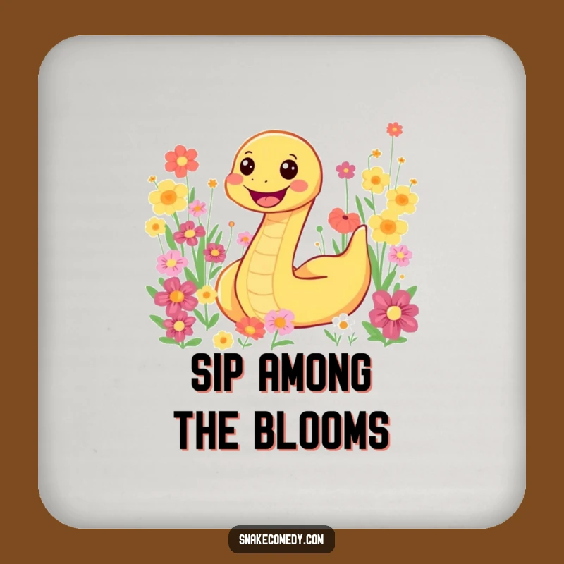 Funny Snake Flower Field Coaster Set - Protect Surfaces with Floral Fun!