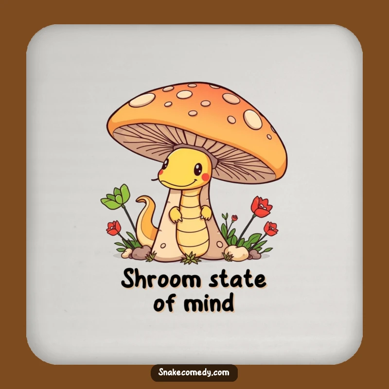 Funny Snake Mushroom Coaster: Mischievous Reptile Drink Protector, Perfect Funny Gift