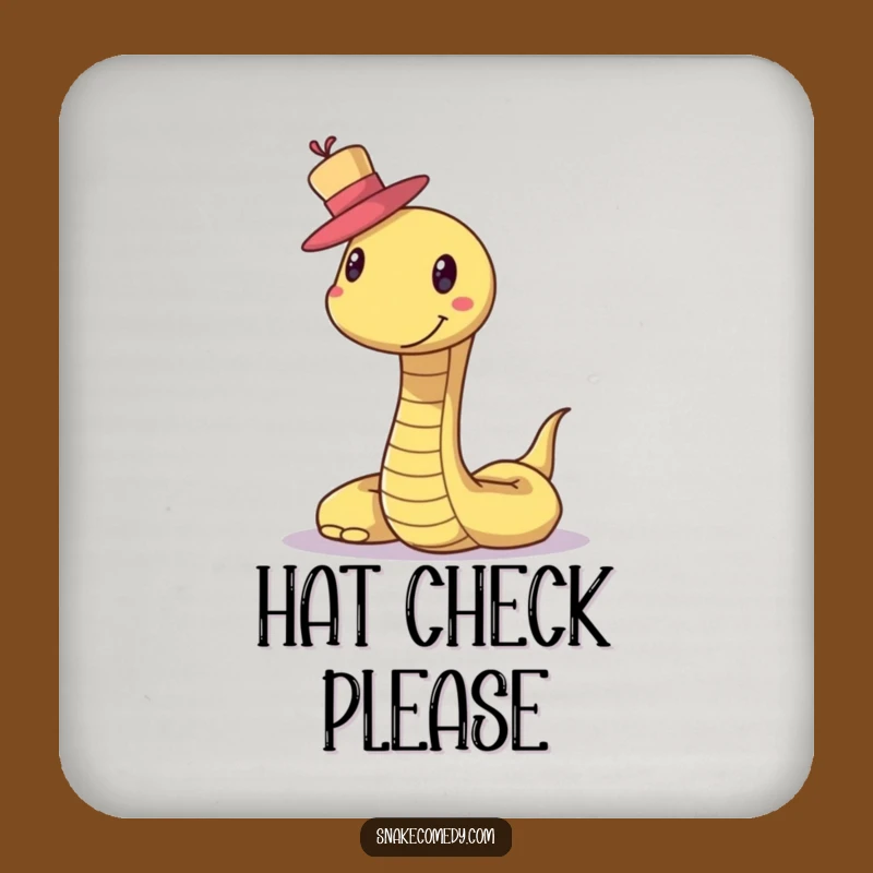 Funny Snake Hat Coaster: Smiling Creature Balancing Top Hat, Chic Drink Protector Gift!