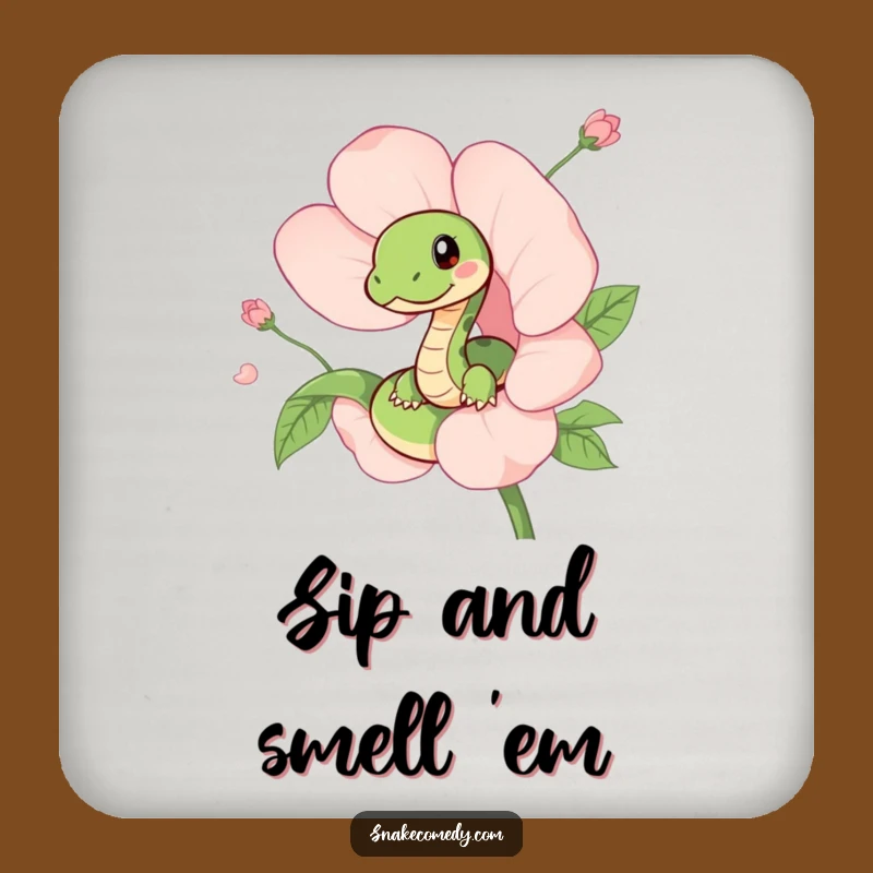 Funny Snake Flower Coaster - Protects Surfaces with Peeking Serpent Charm, Gift