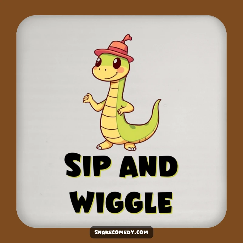 Funny Snake Tiny Hat Wiggle Dance Coaster: Protect Surfaces with Humor