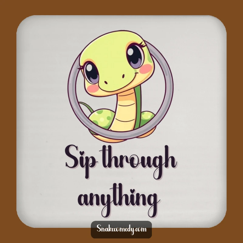 Funny Kawaii Snake Hoop Coaster, Curious Accent, Chic Funny Gift