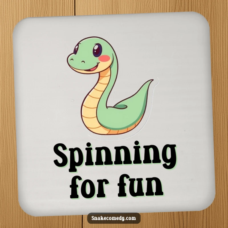 Funny snake coaster set depicting grinning serpents playfully spiraling, adding a touch of fun and protection to furniture.