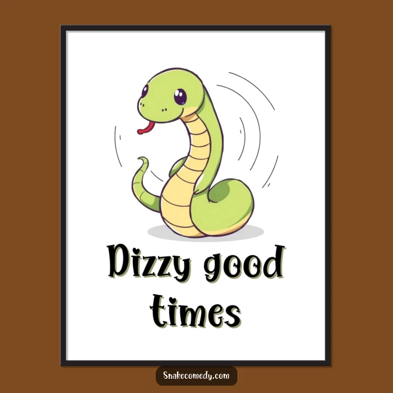 Dizzy Snake Art Print: Funny Tail Chase Poster for Whimsical Decor