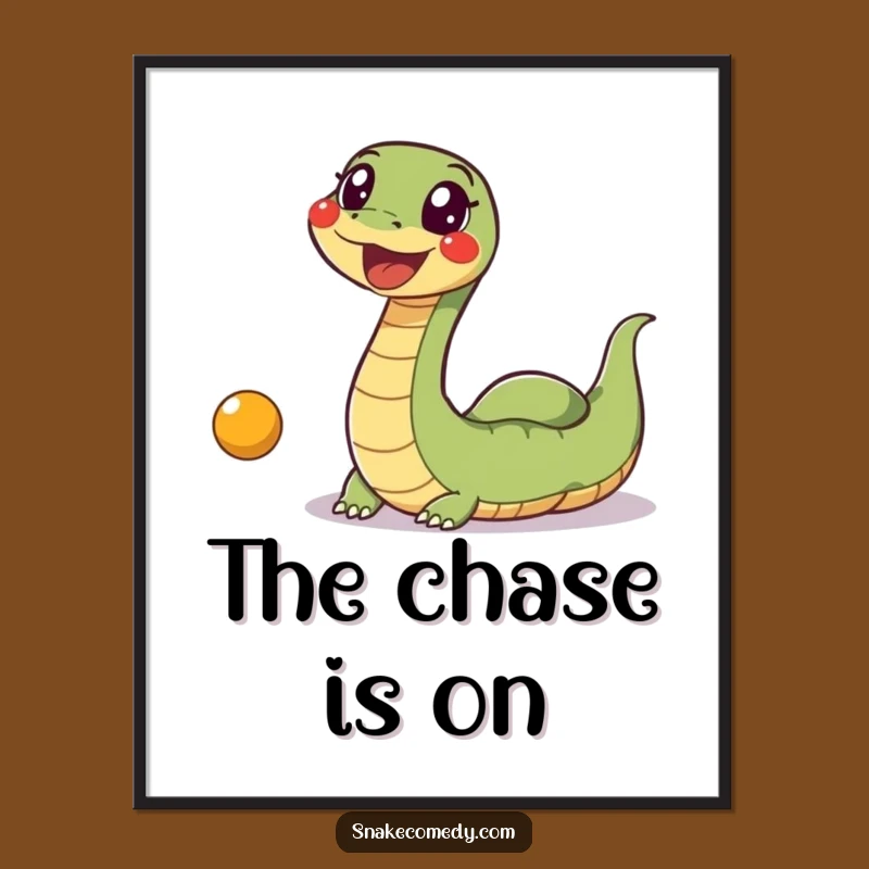 Funny Snake Ball Poster: Excited Wiggle Snake Chasing Toy, Energetic Wall Art Gift!