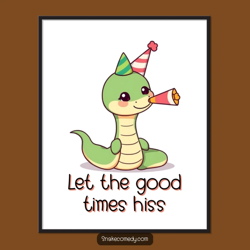 Funny Snake Party Poster: Festive Serpent Horn Art, Hilarious Wall Decor Gift
