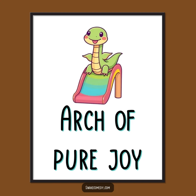 Funny Snake Rainbow Slide Poster - Vibrant Cartoon Art Print Gift