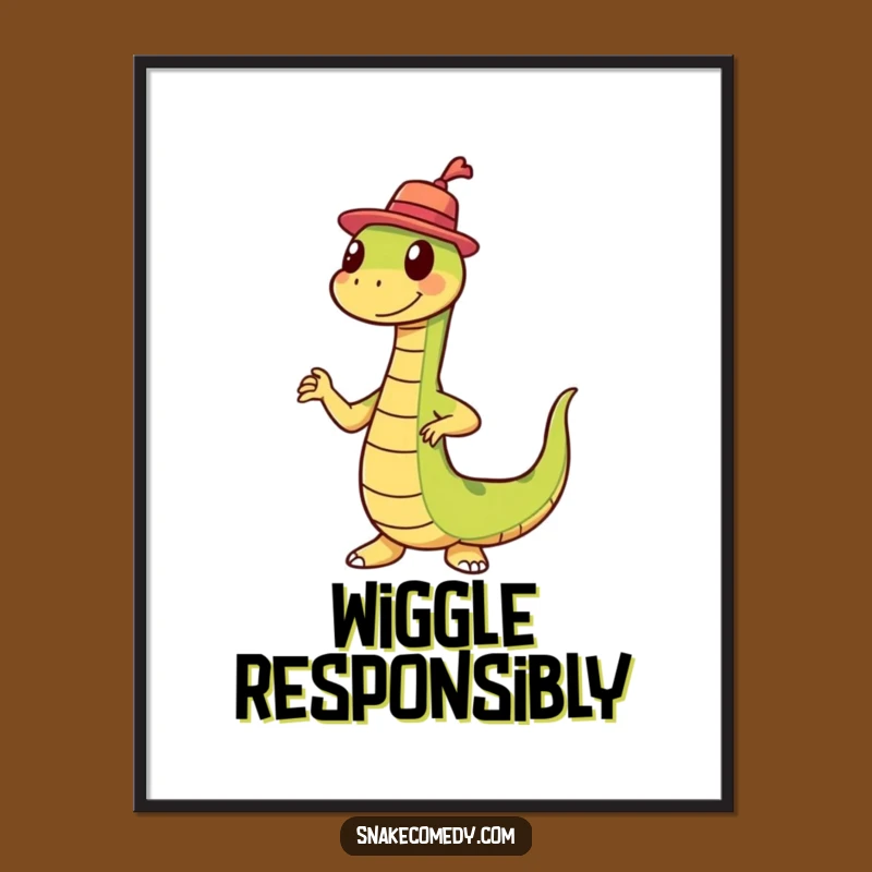 Funny Snake Tiny Hat Wiggle Dance Poster: Wall Art That Wiggles