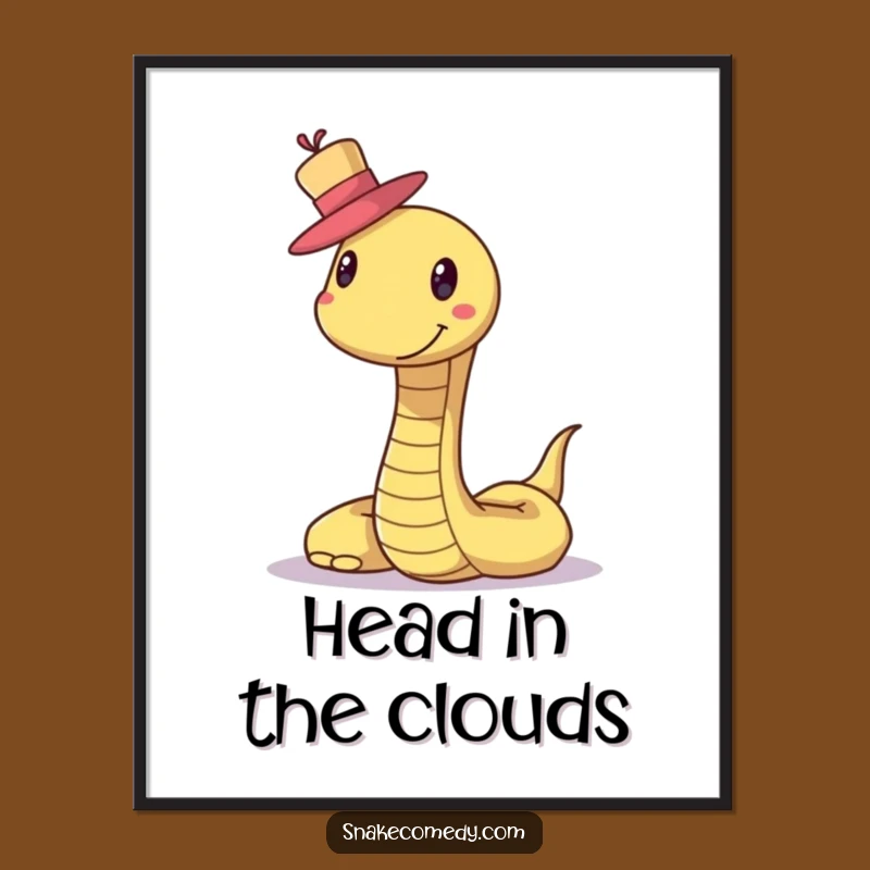 Funny Snake Hat Poster: Smiling Creature Balancing Top Hat, Dapper Wall Art Gift!