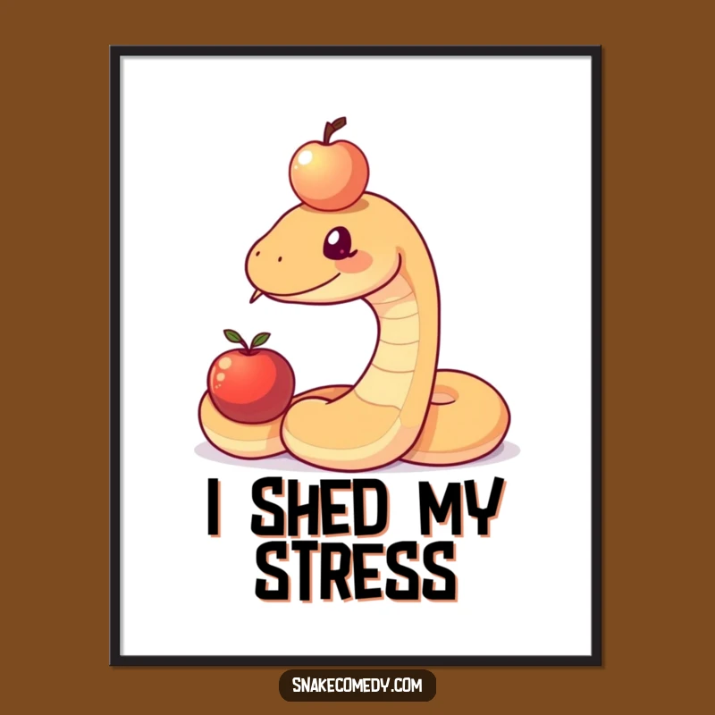 Funny Snake Balancing Apple Poster: Quirky Wall Art for Laughter