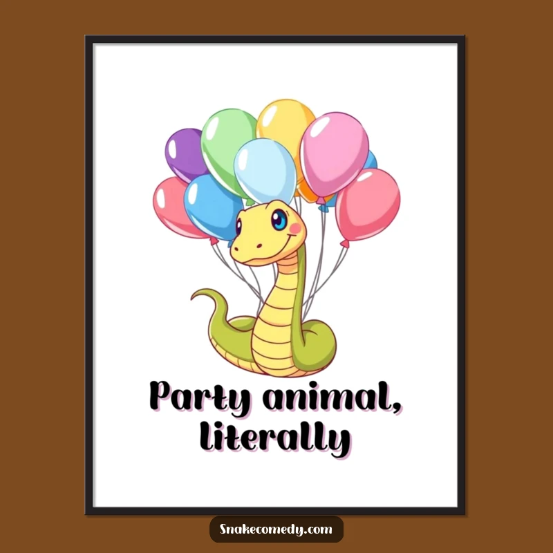 Funny Snake Balloon Tangled Poster: Vibrant Wall Art for Joyful Spaces