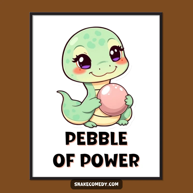 Funny Snake Wink Poster: Mischievous Art Offering a Shiny Pebble!