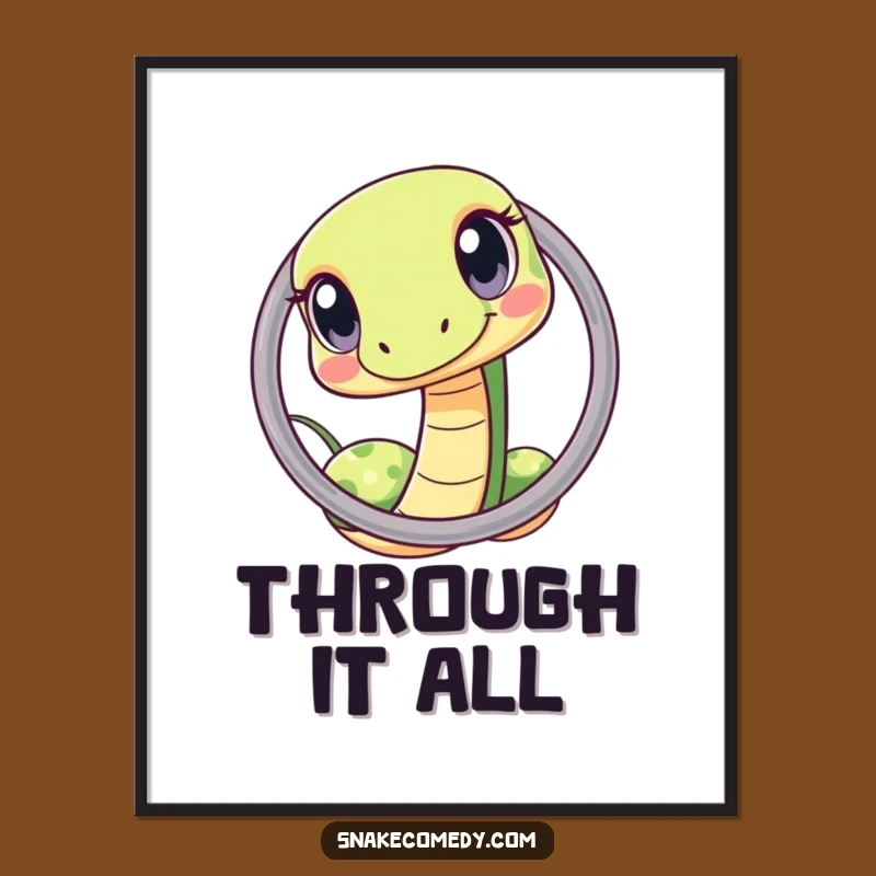 Funny Kawaii Snake Hoop Poster, Curious Eyes Art, Sweet Funny Gift for Decor