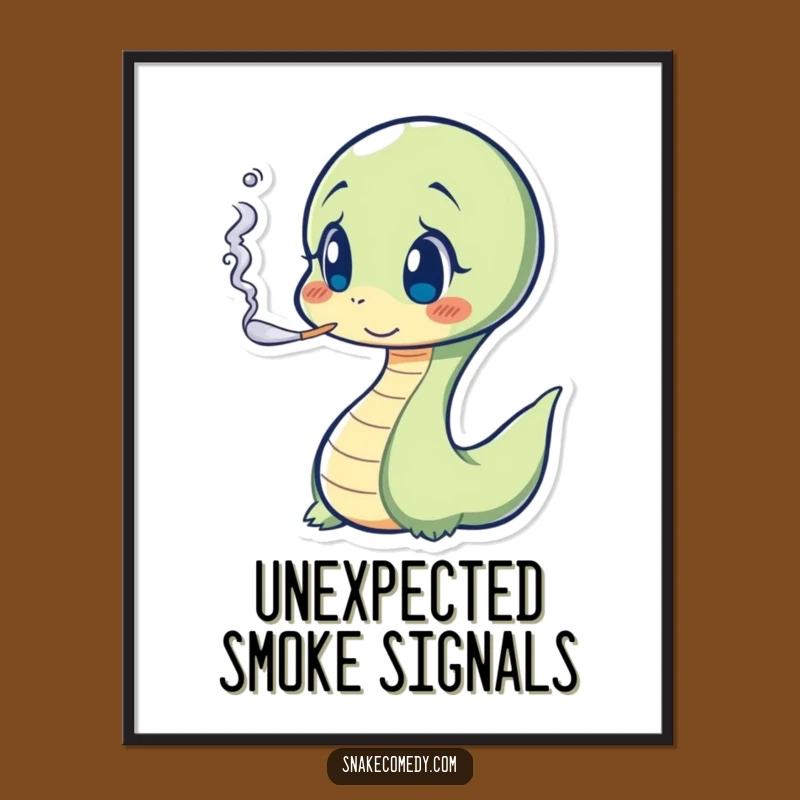 Funny Surprised Snake Poster: Artistic Smoke Puff Print for Snake Lovers