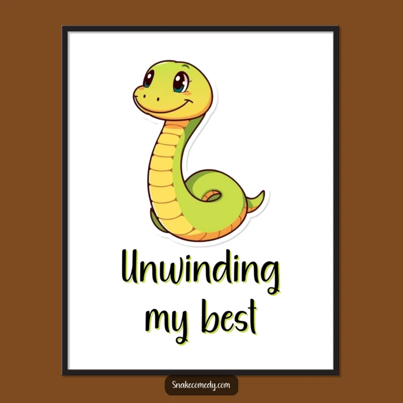 Funny Snake Coil Poster: Whimsical Art of a Grinning, Playful Serpent