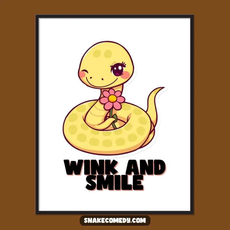 Funny Snake's Flower Offering Poster: Whimsical Wall Art and Hilarious Gift Idea