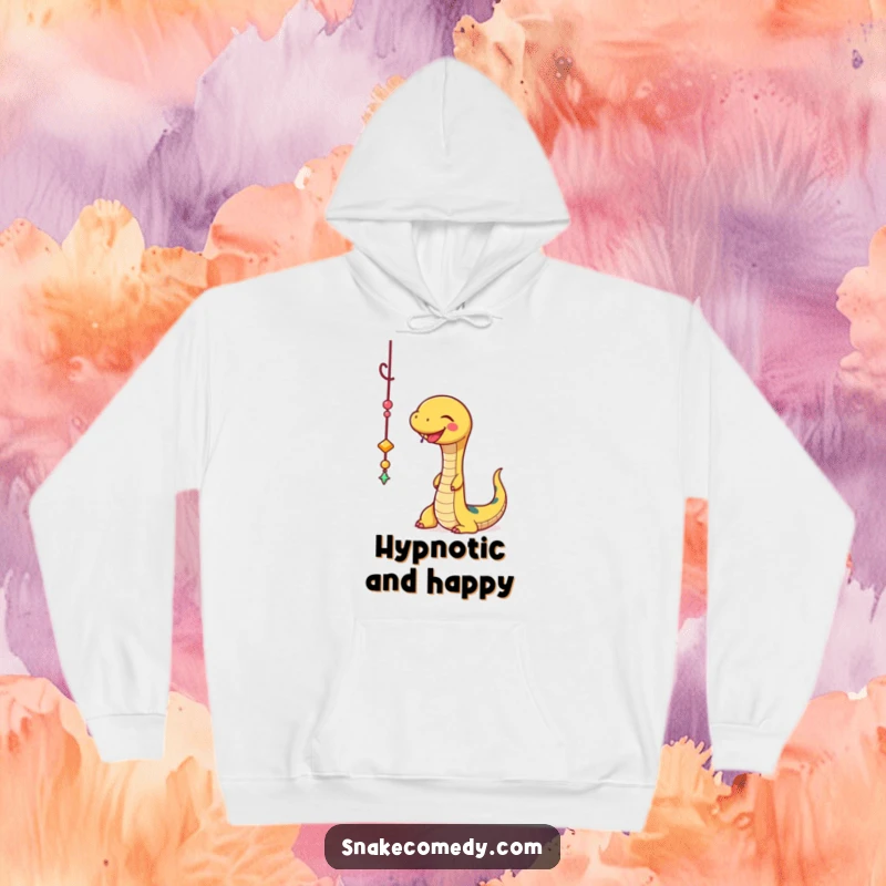 Funny Snake Hoodie: A happy snake playfully batting at a sparkly, dangling charm, perfect for cozy, cheerful moments.