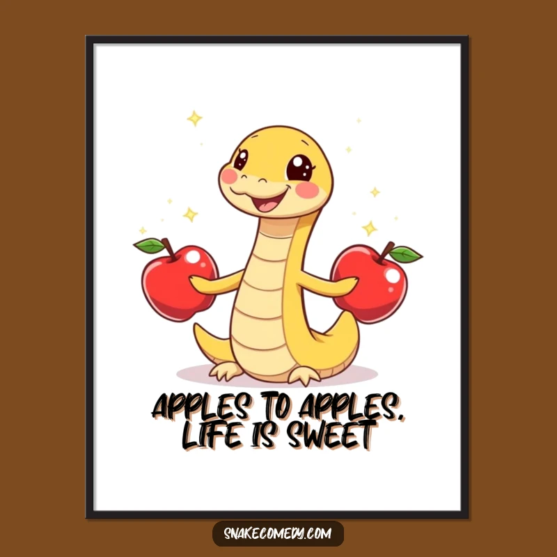 Free Printable Wall Art: Funny Snake Juggling Apples Downloadable Decor