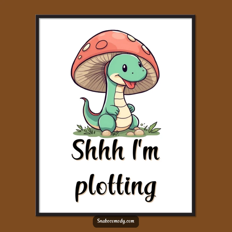 Free Printable Funny Wall Art: Sneaky Snake Mushroom Whimsical Downloadable Decor
