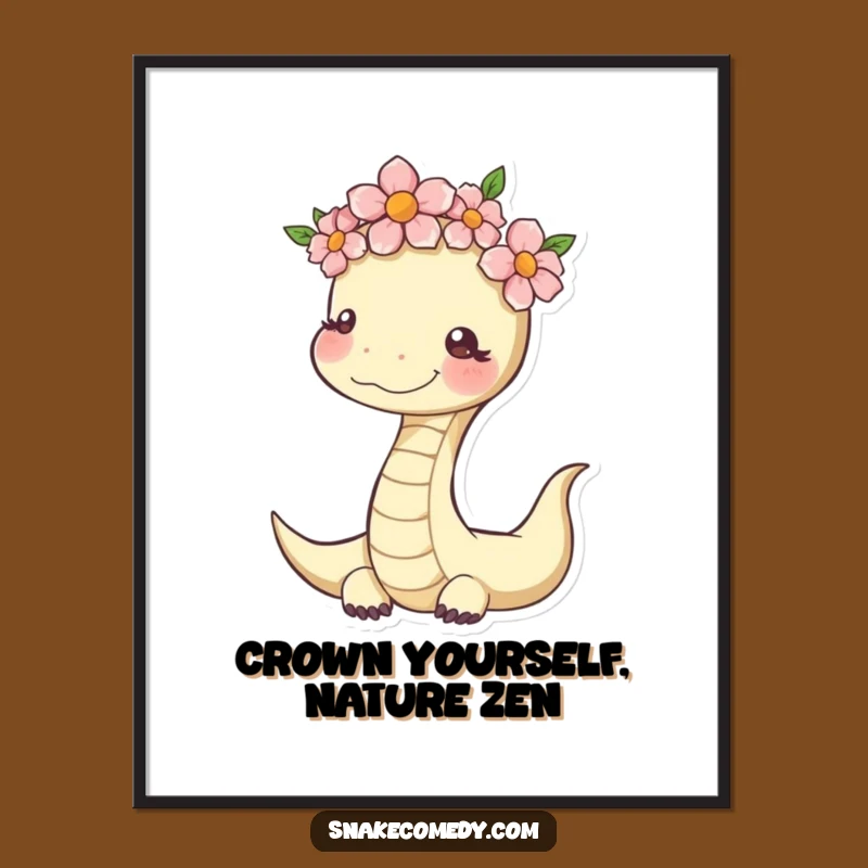 Free Printable Wall Art: Serene Snake Flower Crown Downloadable Art Decor