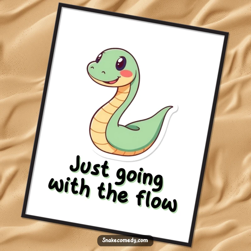 Funny Free Printable Wall Art: A happy snake grins while slithering in a fun spiral design. Downloadable decor.
