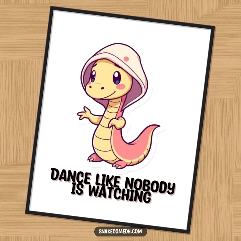 Funny Free Printable Wall Art: A snake grooves with a wiggly body and a cheerful hood, creating downloadable fun.